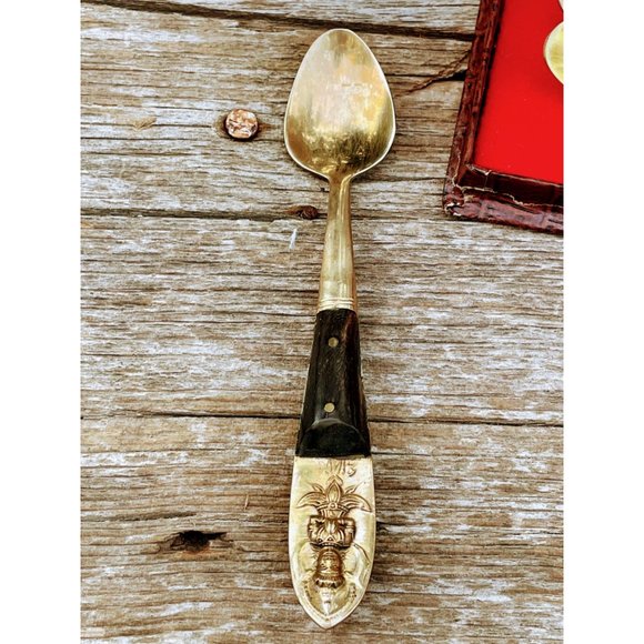 Vintage Set Siam Demitasse Spoons Brass/ Horn /Goddess - Picture 3 of 6